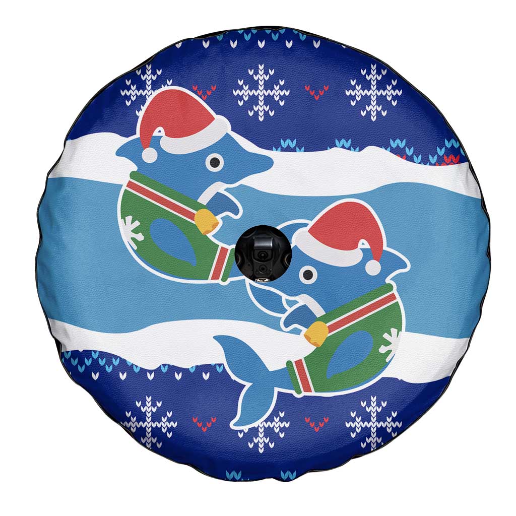 Dolphin Couple Christmas Spare Tire Cover Funny Xmas Holiday Patterns - Wonder Print Shop