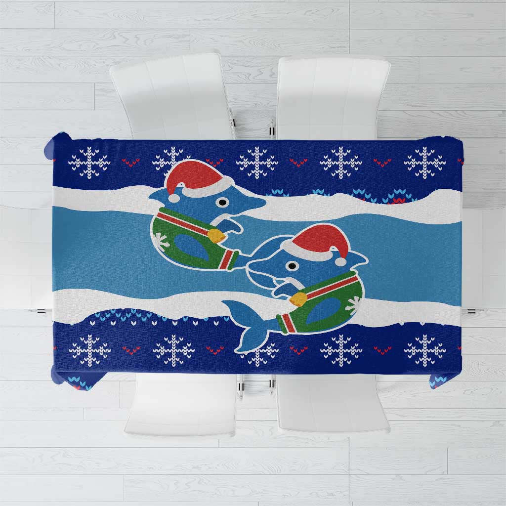 Dolphin Couple Christmas Tablecloth Funny Xmas Holiday Patterns - Wonder Print Shop