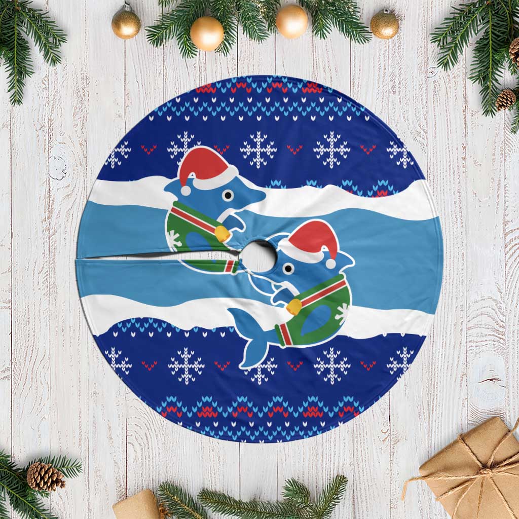 Dolphin Couple Christmas Tree Skirt Funny Xmas Holiday Patterns - Wonder Print Shop