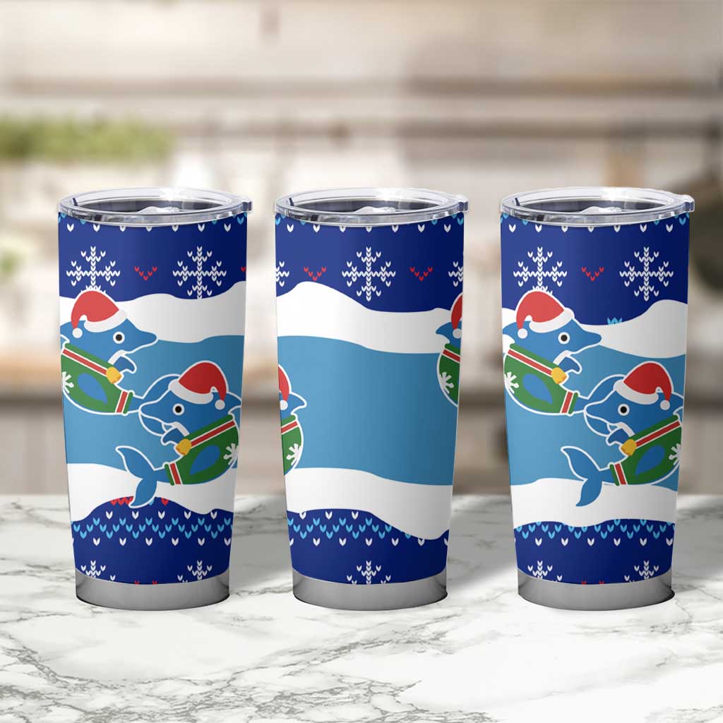 Dolphin Couple Christmas Tumbler Cup Funny Xmas Holiday Patterns - Wonder Print Shop
