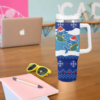 Dolphin Couple Christmas Tumbler With Handle Funny Xmas Holiday Patterns - Wonder Print Shop