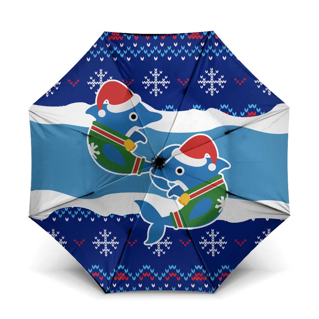 Dolphin Couple Christmas Umbrella Funny Xmas Holiday Patterns - Wonder Print Shop