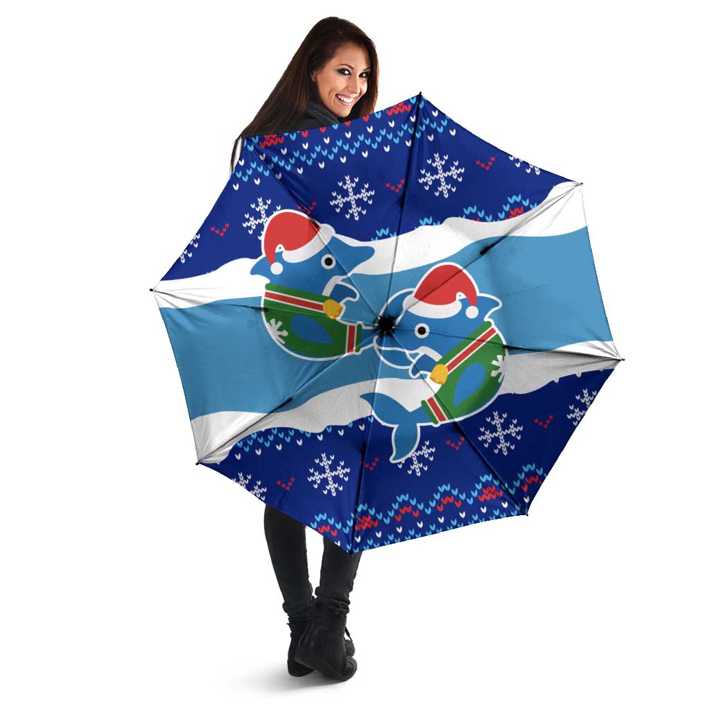 Dolphin Couple Christmas Umbrella Funny Xmas Holiday Patterns - Wonder Print Shop