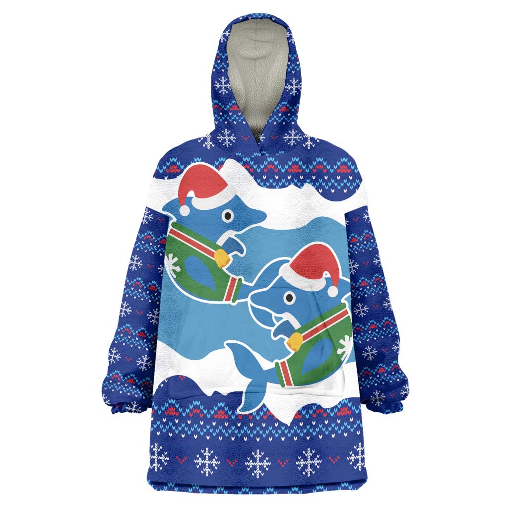 Dolphin Couple Christmas Wearable Blanket Hoodie Funny Xmas Holiday Patterns - Wonder Print Shop