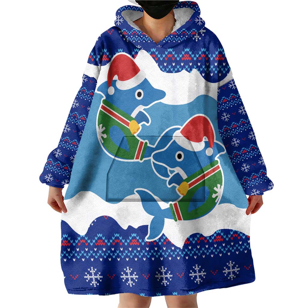 Dolphin Couple Christmas Wearable Blanket Hoodie Funny Xmas Holiday Patterns - Wonder Print Shop