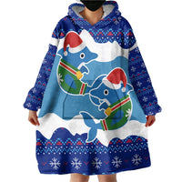 Dolphin Couple Christmas Wearable Blanket Hoodie Funny Xmas Holiday Patterns - Wonder Print Shop