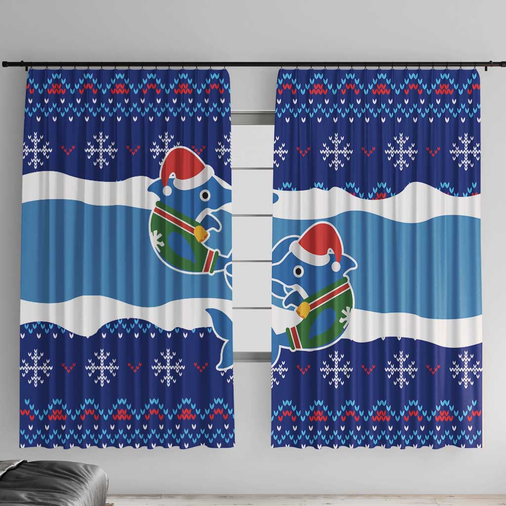 Dolphin Couple Christmas Window Curtain Funny Xmas Holiday Patterns - Wonder Print Shop