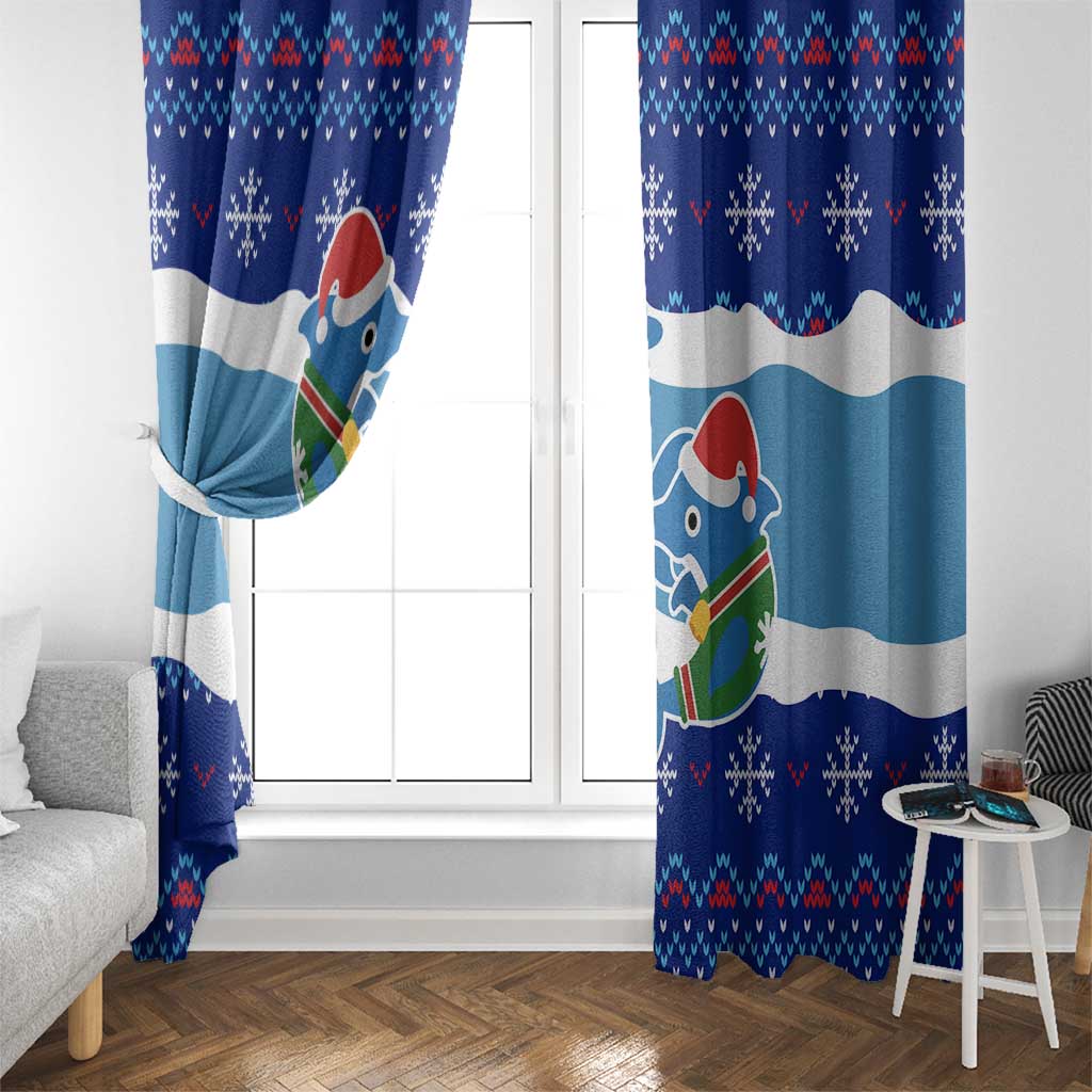 Dolphin Couple Christmas Window Curtain Funny Xmas Holiday Patterns - Wonder Print Shop