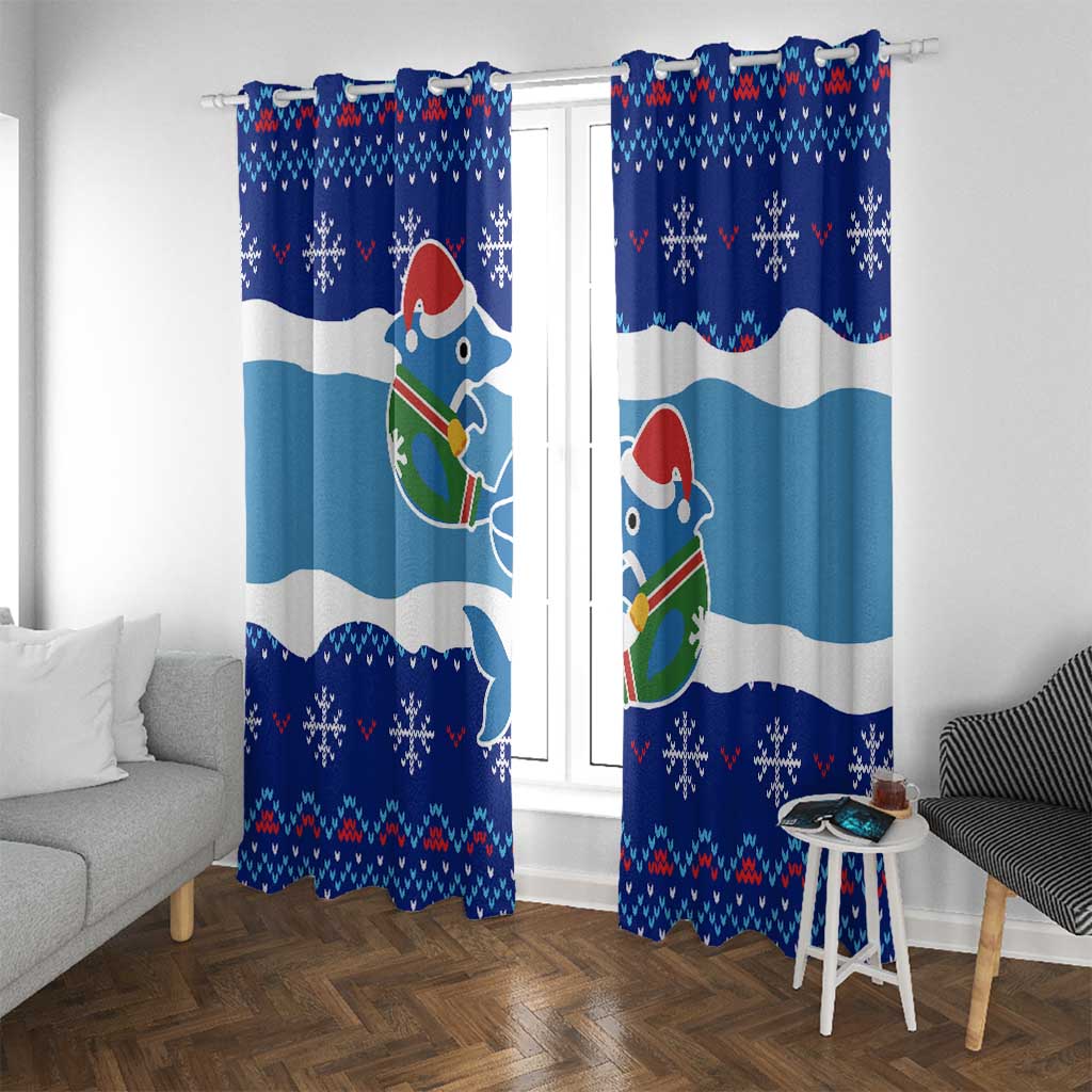 Dolphin Couple Christmas Window Curtain Funny Xmas Holiday Patterns - Wonder Print Shop