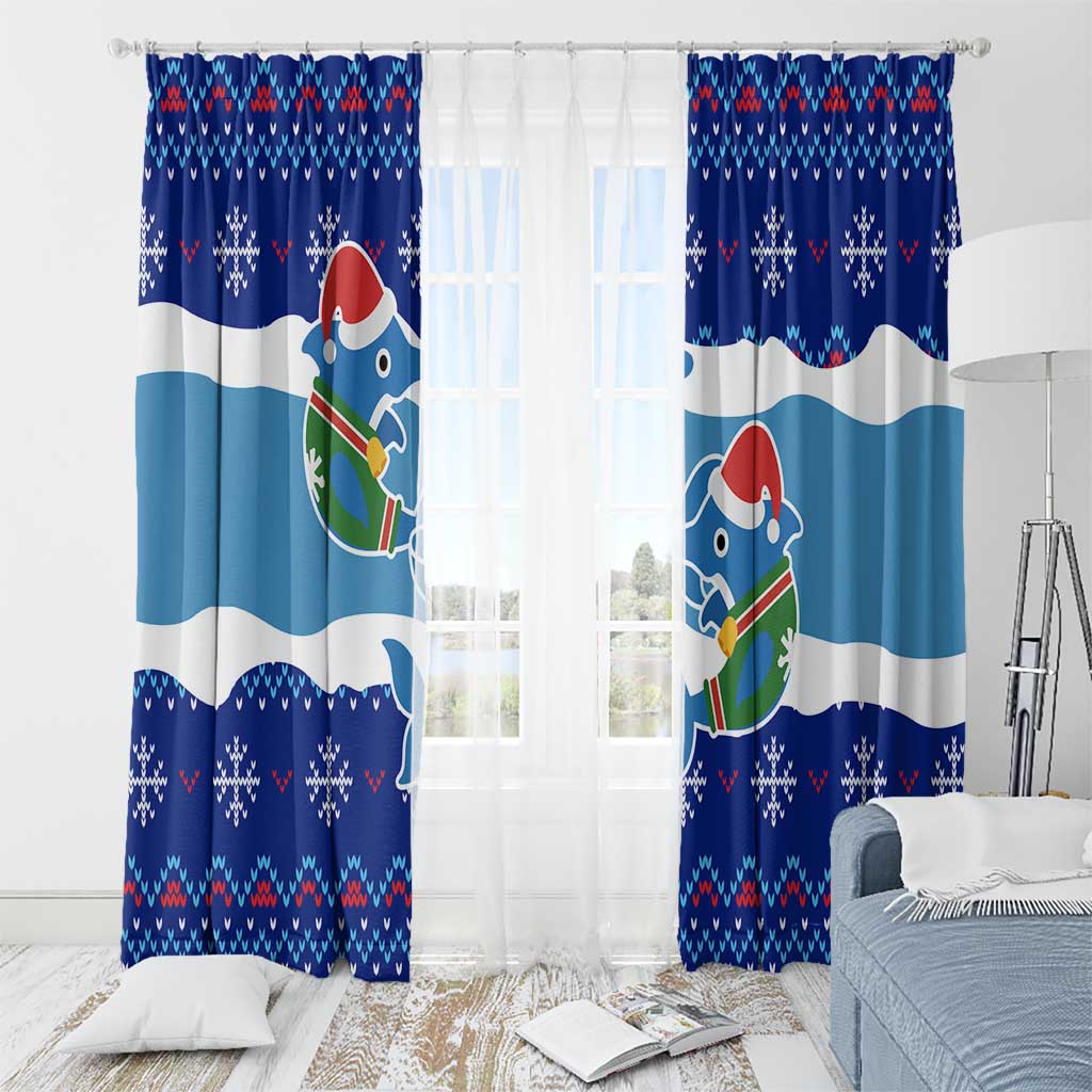 Dolphin Couple Christmas Window Curtain Funny Xmas Holiday Patterns - Wonder Print Shop