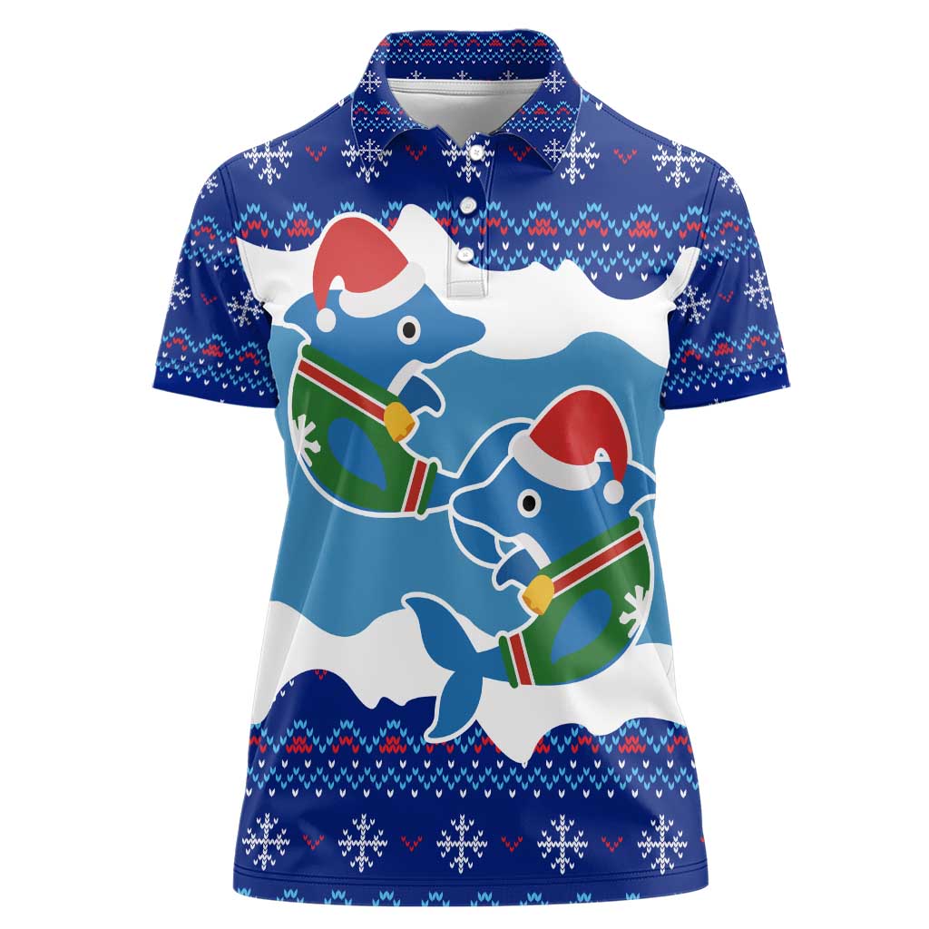 Dolphin Couple Christmas Women Polo Shirt Funny Xmas Holiday Patterns - Wonder Print Shop