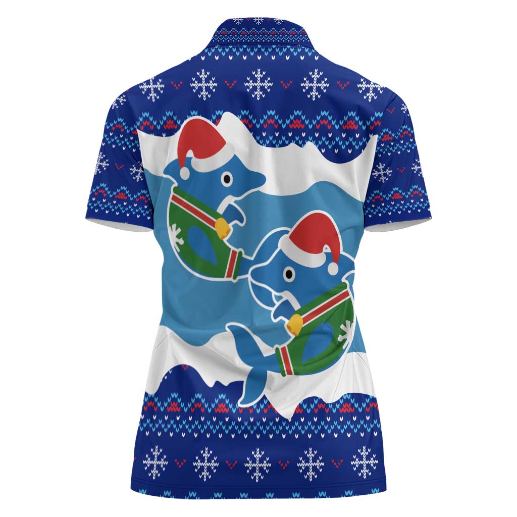 Dolphin Couple Christmas Women Polo Shirt Funny Xmas Holiday Patterns - Wonder Print Shop