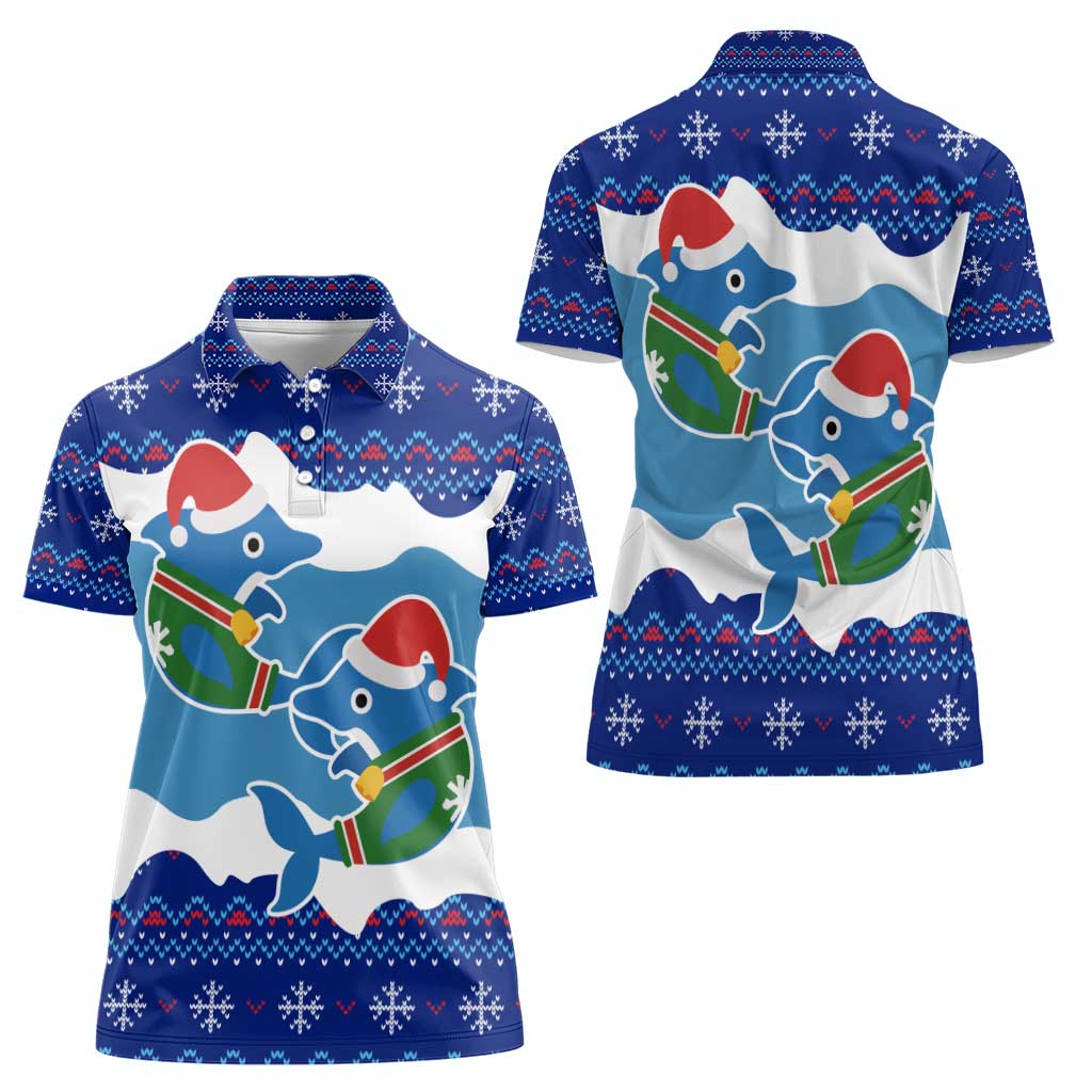 Dolphin Couple Christmas Women Polo Shirt Funny Xmas Holiday Patterns - Wonder Print Shop