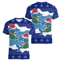 Dolphin Couple Christmas Women V-Neck T-Shirt Funny Xmas Holiday Patterns - Wonder Print Shop