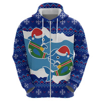 Dolphin Couple Christmas Zip Hoodie Funny Xmas Holiday Patterns - Wonder Print Shop