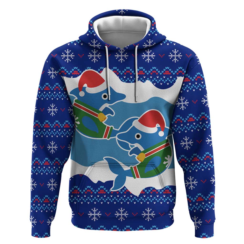 Dolphin Couple Christmas Zip Hoodie Funny Xmas Holiday Patterns - Wonder Print Shop