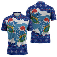 Dolphin Couple Christmas Zipper Polo Shirt Funny Xmas Holiday Patterns - Wonder Print Shop