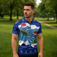 Dolphin Couple Christmas Zipper Polo Shirt Funny Xmas Holiday Patterns - Wonder Print Shop