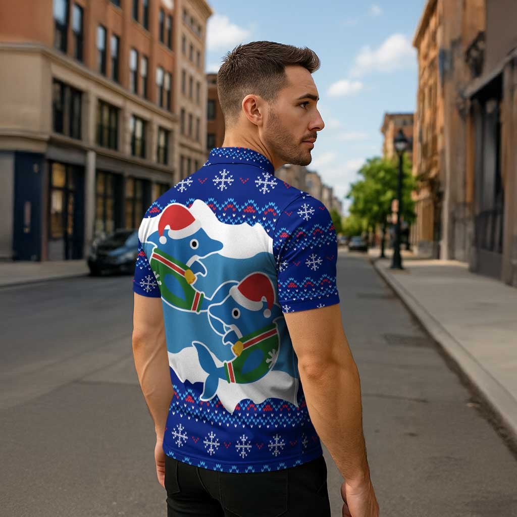 Dolphin Couple Christmas Zipper Polo Shirt Funny Xmas Holiday Patterns - Wonder Print Shop