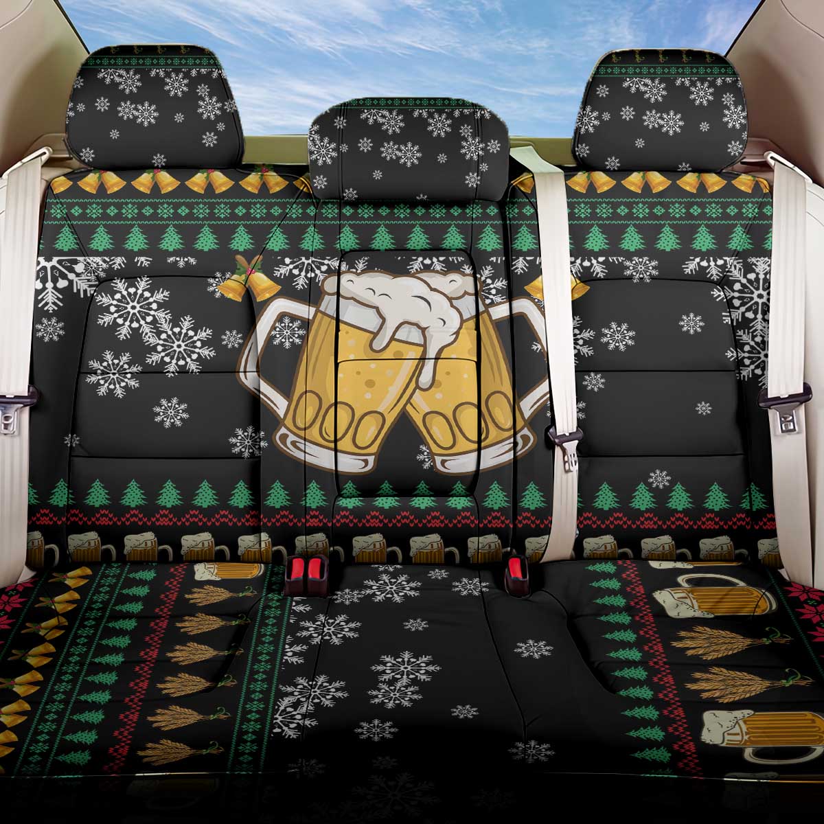 Drinker Bell Christmas Back Car Seat Cover Funny Xmas Holiday Patterns - Wonder Print Shop