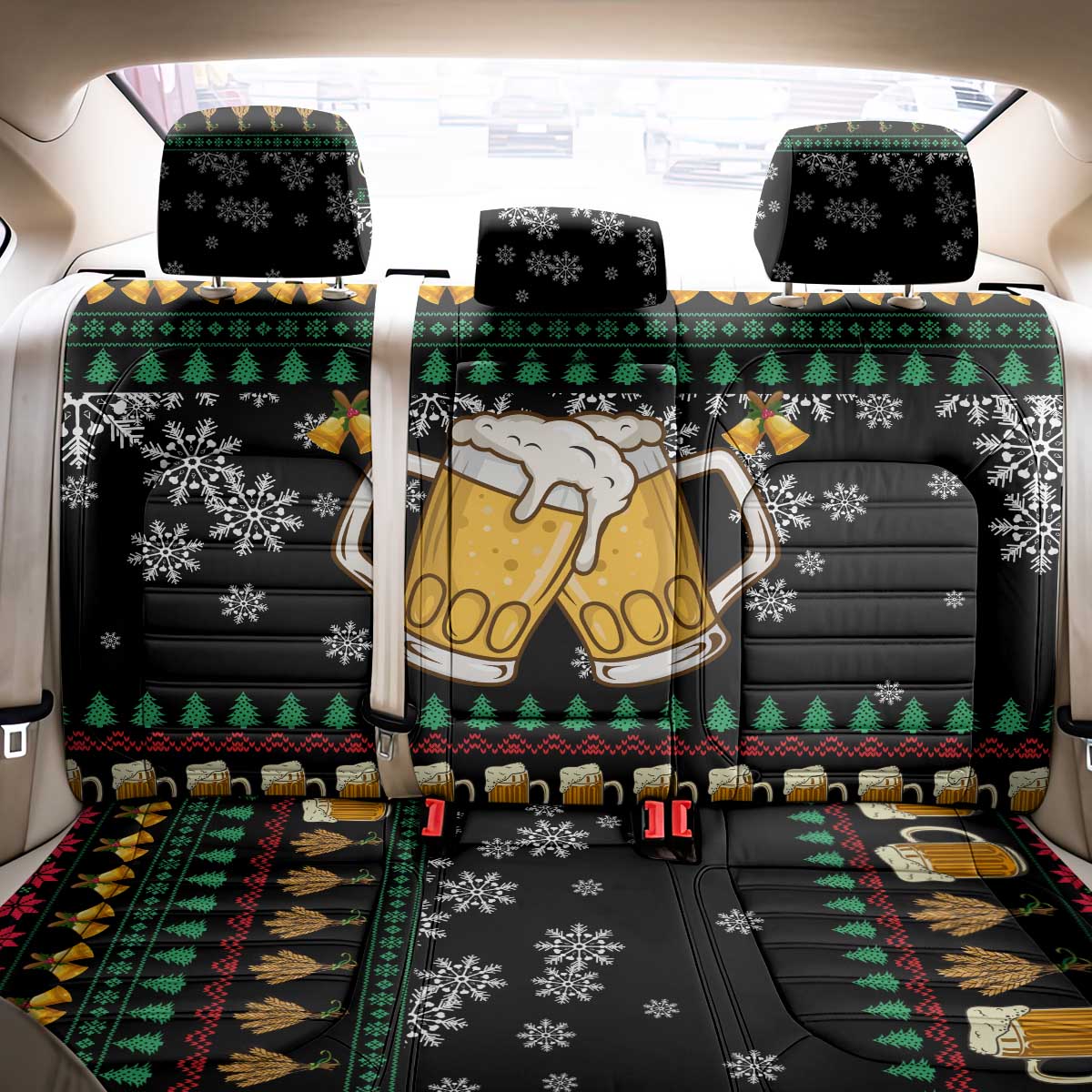 Drinker Bell Christmas Back Car Seat Cover Funny Xmas Holiday Patterns - Wonder Print Shop