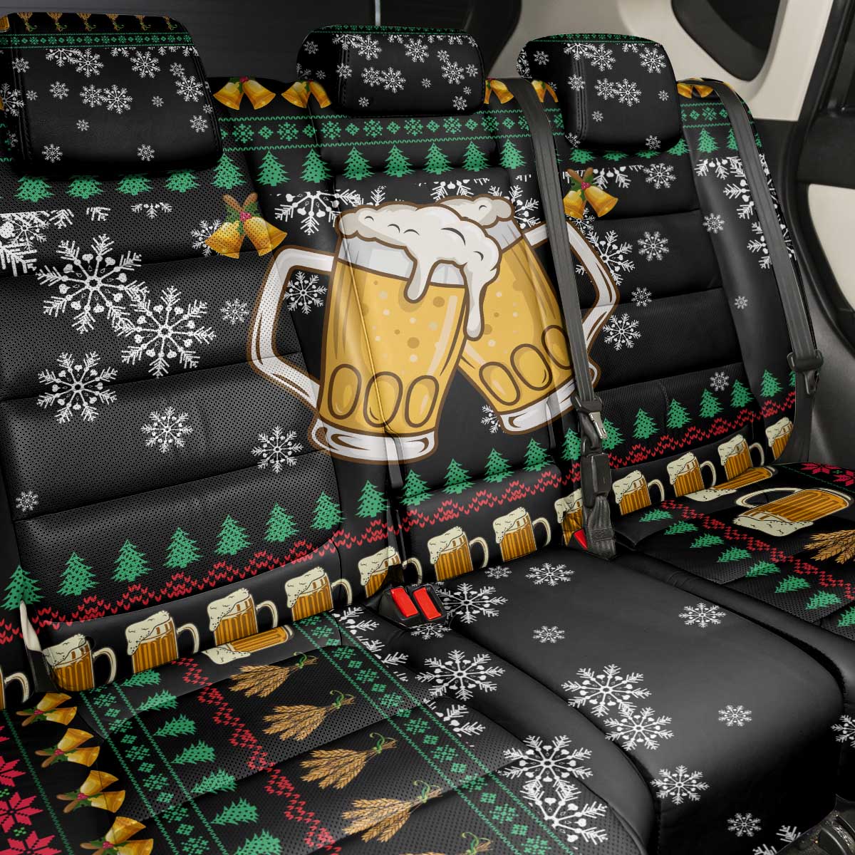 Drinker Bell Christmas Back Car Seat Cover Funny Xmas Holiday Patterns - Wonder Print Shop