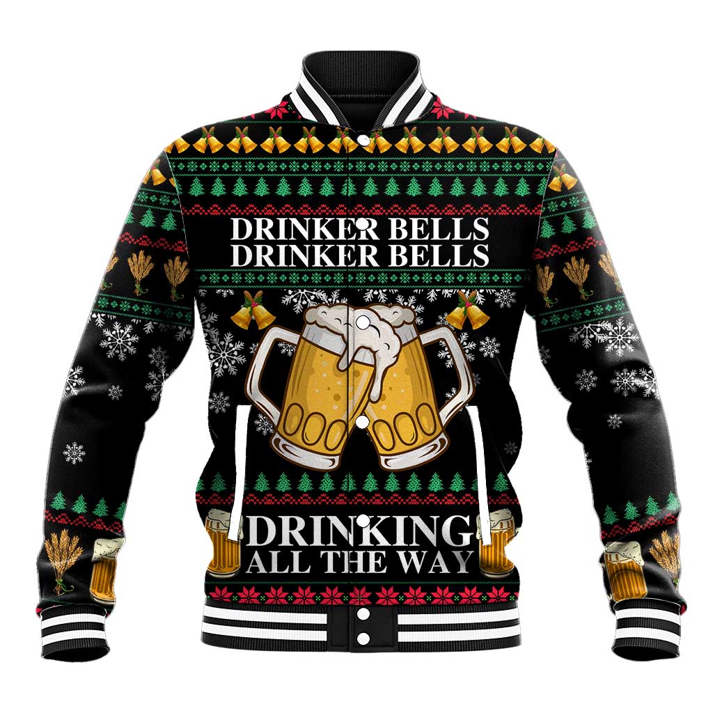Drinker Bell Christmas Baseball Jacket Funny Xmas Holiday Patterns - Wonder Print Shop