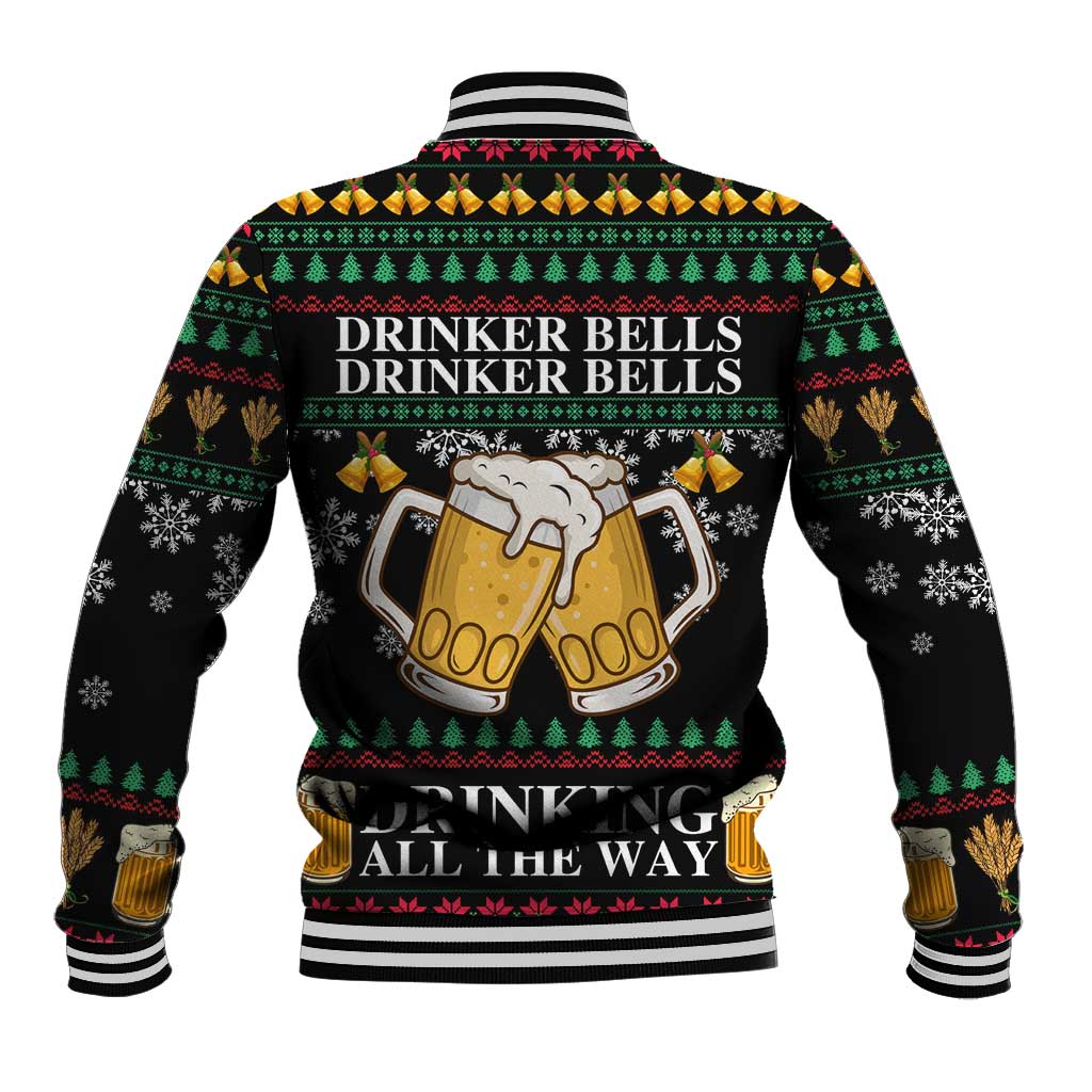 Drinker Bell Christmas Baseball Jacket Funny Xmas Holiday Patterns - Wonder Print Shop