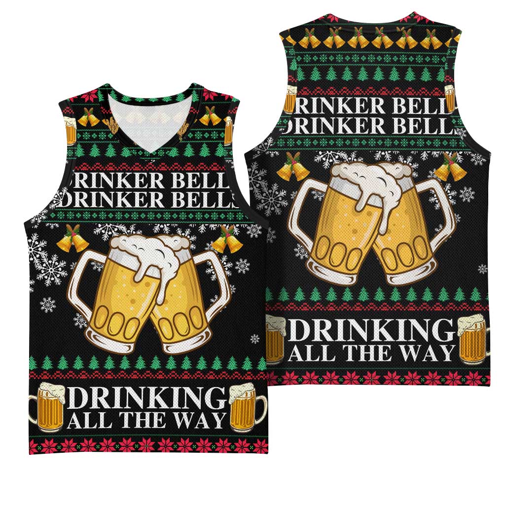 Drinker Bell Christmas Basketball Jersey Funny Xmas Holiday Patterns - Wonder Print Shop