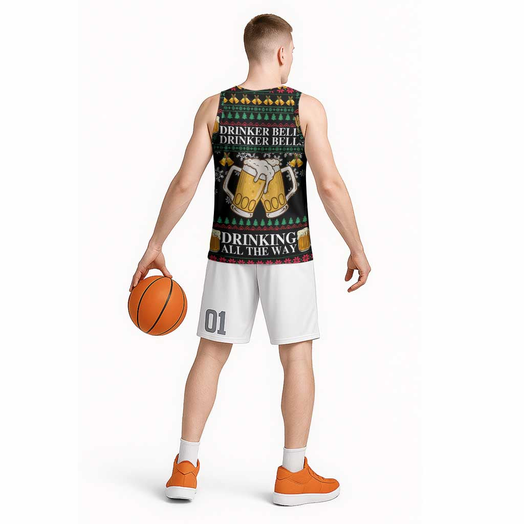 Drinker Bell Christmas Basketball Jersey Funny Xmas Holiday Patterns - Wonder Print Shop