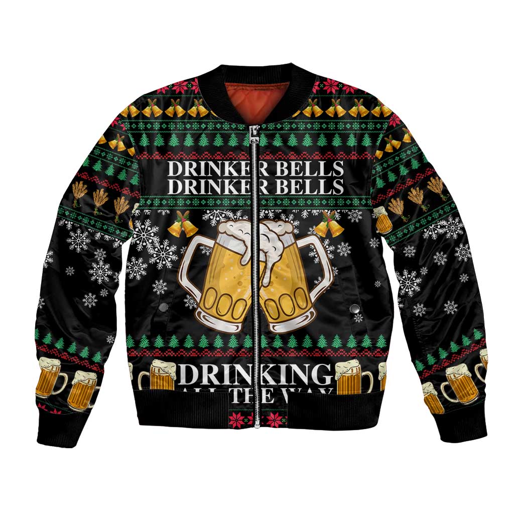 Drinker Bell Christmas Bomber Jacket Funny Xmas Holiday Patterns - Wonder Print Shop