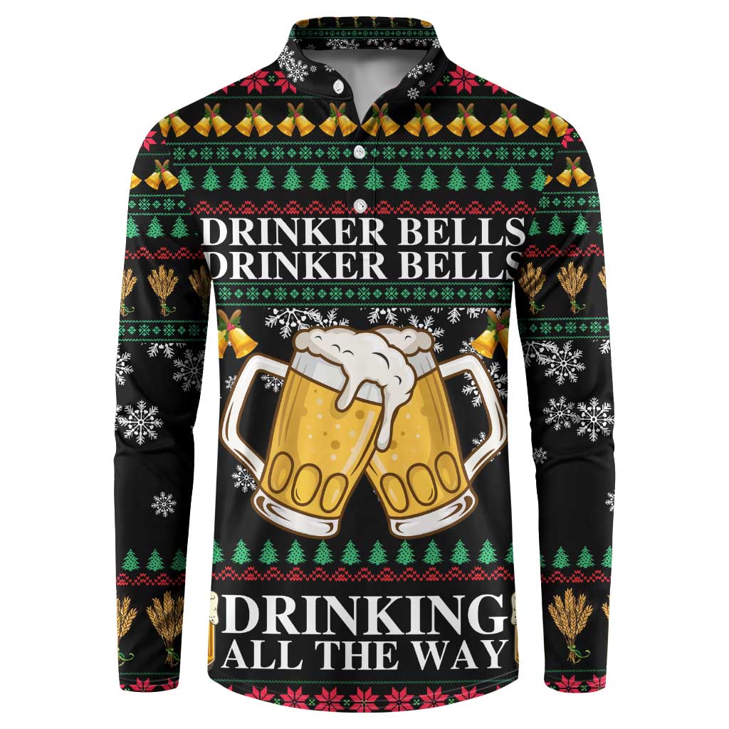 Drinker Bell Christmas Button Sweatshirt Funny Xmas Holiday Patterns - Wonder Print Shop
