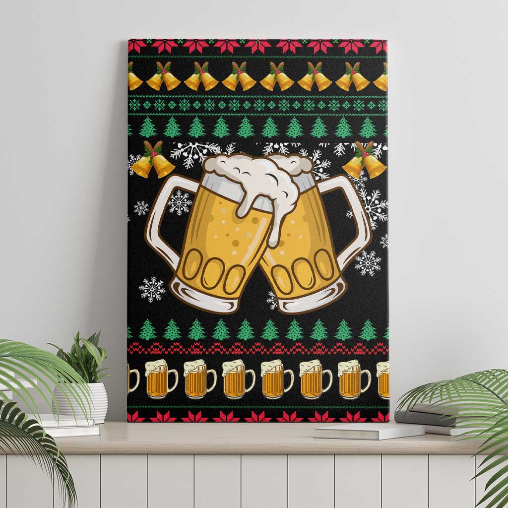 Drinker Bell Christmas Canvas Wall Art Funny Xmas Holiday Patterns - Wonder Print Shop