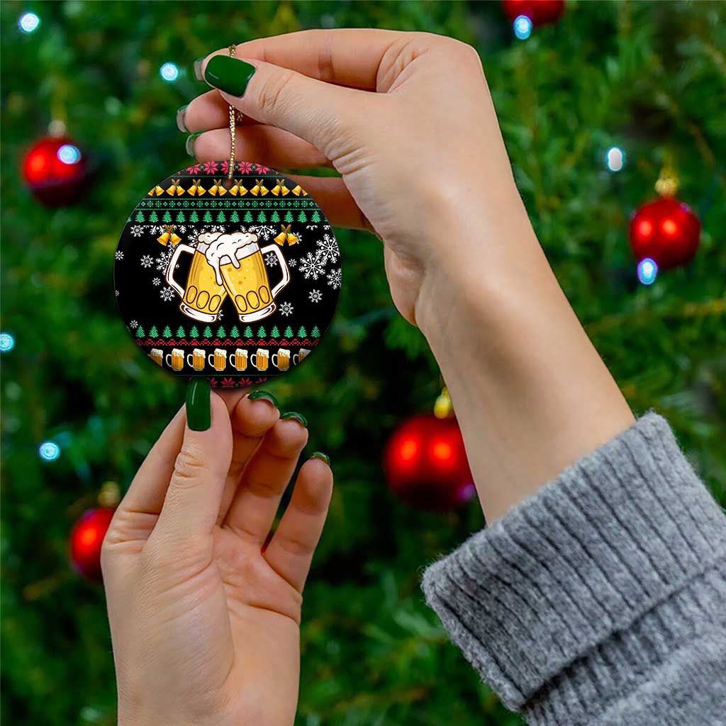 Drinker Bell Christmas Ceramic Ornament Funny Xmas Holiday Patterns - Wonder Print Shop