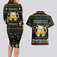 Drinker Bell Christmas Couples Matching Long Sleeve Bodycon Dress and Hawaiian Shirt Funny Xmas Holiday Patterns - Wonder Print Shop