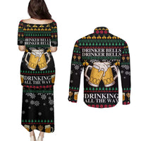 Drinker Bell Christmas Couples Matching Puletasi and Long Sleeve Button Shirt Funny Xmas Holiday Patterns - Wonder Print Shop
