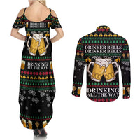 Drinker Bell Christmas Couples Matching Summer Maxi Dress and Long Sleeve Button Shirt Funny Xmas Holiday Patterns - Wonder Print Shop