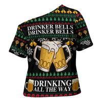 Drinker Bell Christmas Cross Shoulder Shirt Funny Xmas Holiday Patterns - Wonder Print Shop