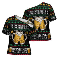 Drinker Bell Christmas Cross Shoulder Shirt Funny Xmas Holiday Patterns - Wonder Print Shop