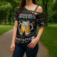 Drinker Bell Christmas Cross Shoulder Shirt Funny Xmas Holiday Patterns - Wonder Print Shop