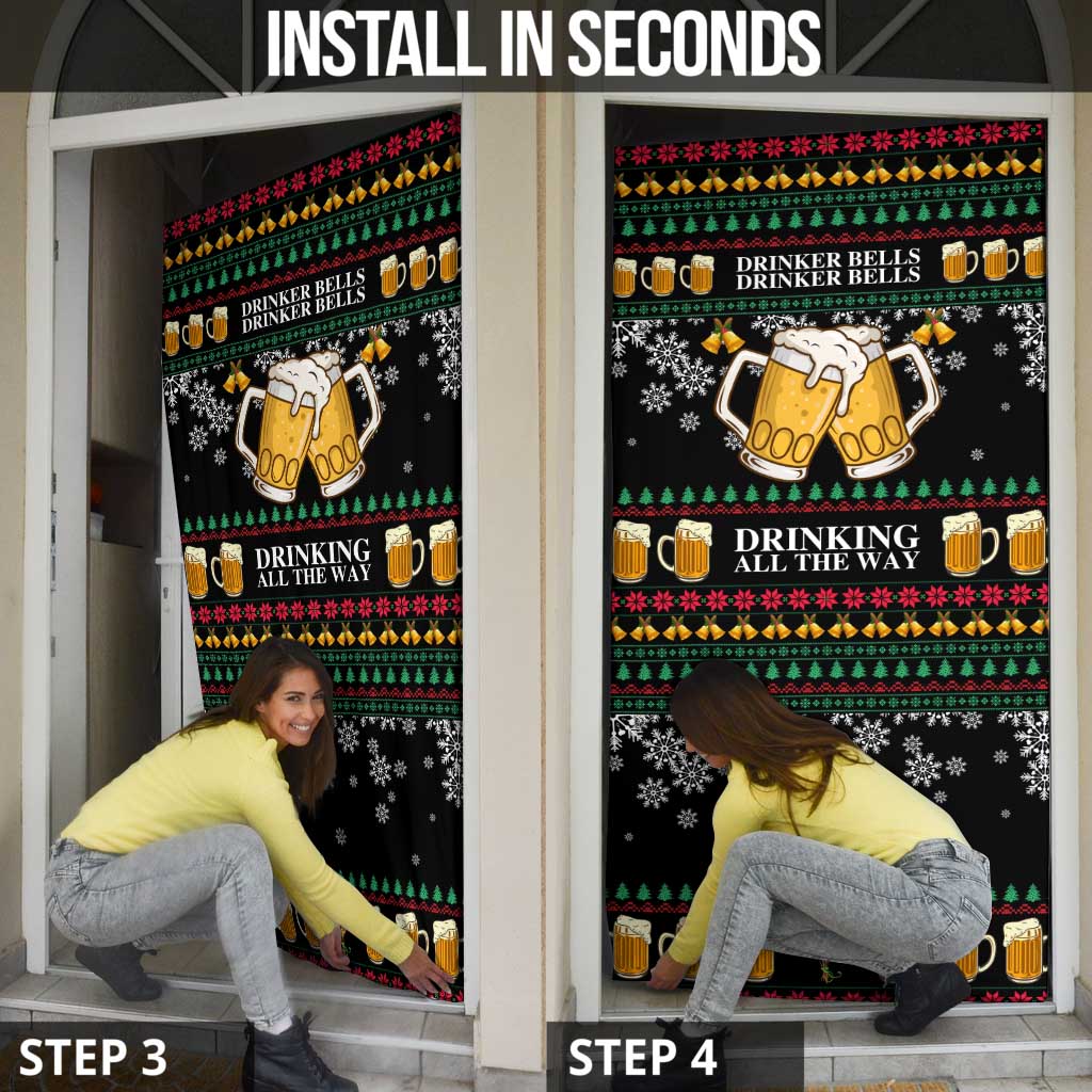 Drinker Bell Christmas Door Cover Funny Xmas Holiday Patterns - Wonder Print Shop