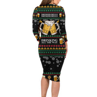 Drinker Bell Christmas Family Matching Long Sleeve Bodycon Dress and Hawaiian Shirt Funny Xmas Holiday Patterns - Wonder Print Shop