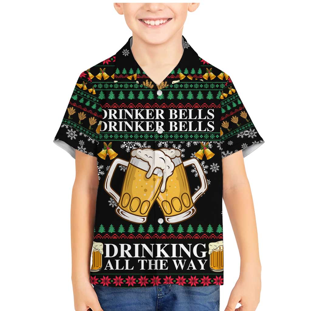 Drinker Bell Christmas Family Matching Mermaid Dress and Hawaiian Shirt Funny Xmas Holiday Patterns - Wonder Print Shop