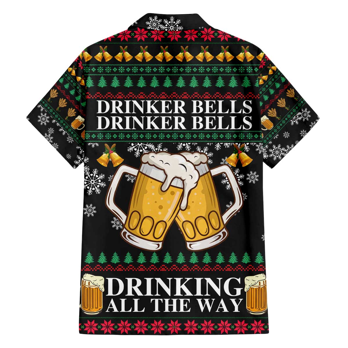 Drinker Bell Christmas Family Matching Off The Shoulder Long Sleeve Dress and Hawaiian Shirt Funny Xmas Holiday Patterns - Wonder Print Shop