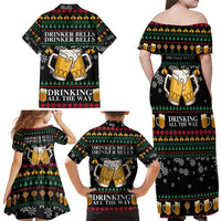 Drinker Bell Christmas Family Matching Off Shoulder Maxi Dress and Hawaiian Shirt Funny Xmas Holiday Patterns - Wonder Print Shop