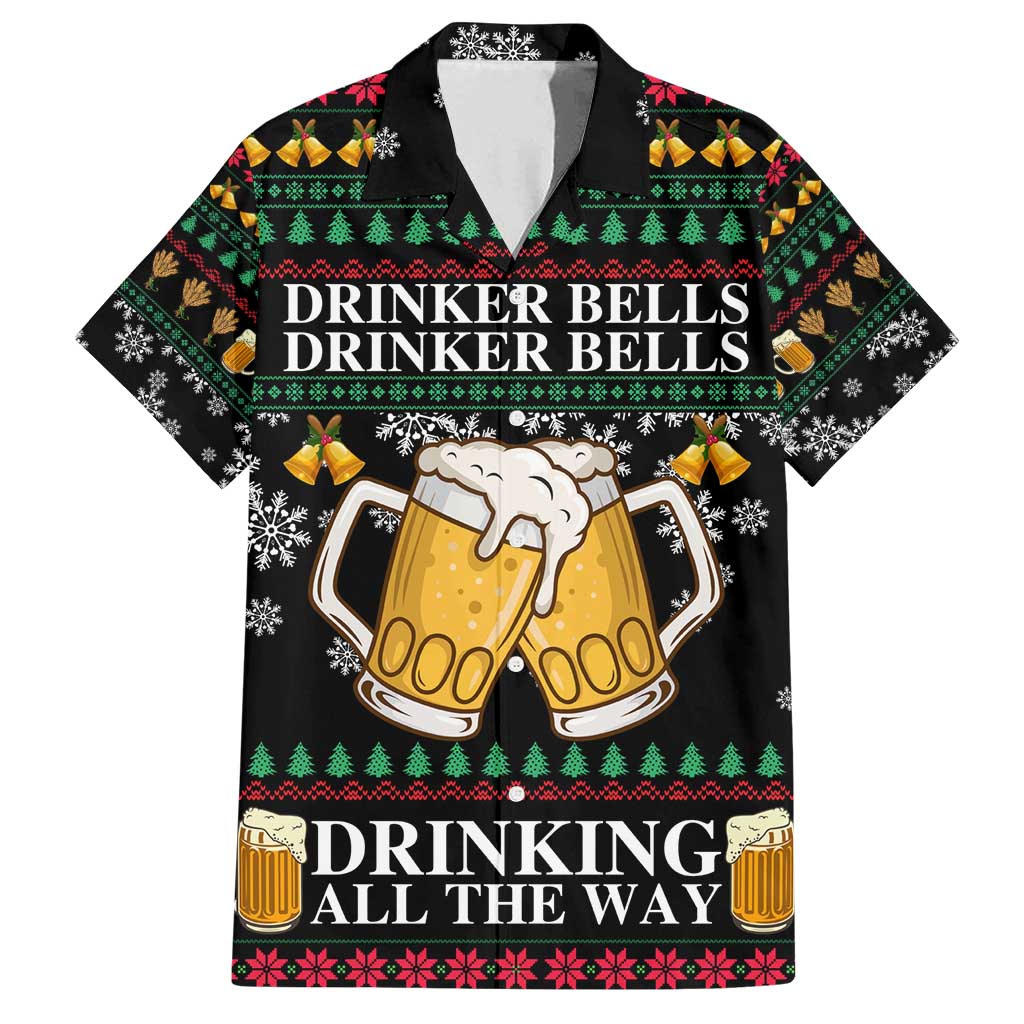 Drinker Bell Christmas Family Matching Off Shoulder Short Dress and Hawaiian Shirt Funny Xmas Holiday Patterns - Wonder Print Shop