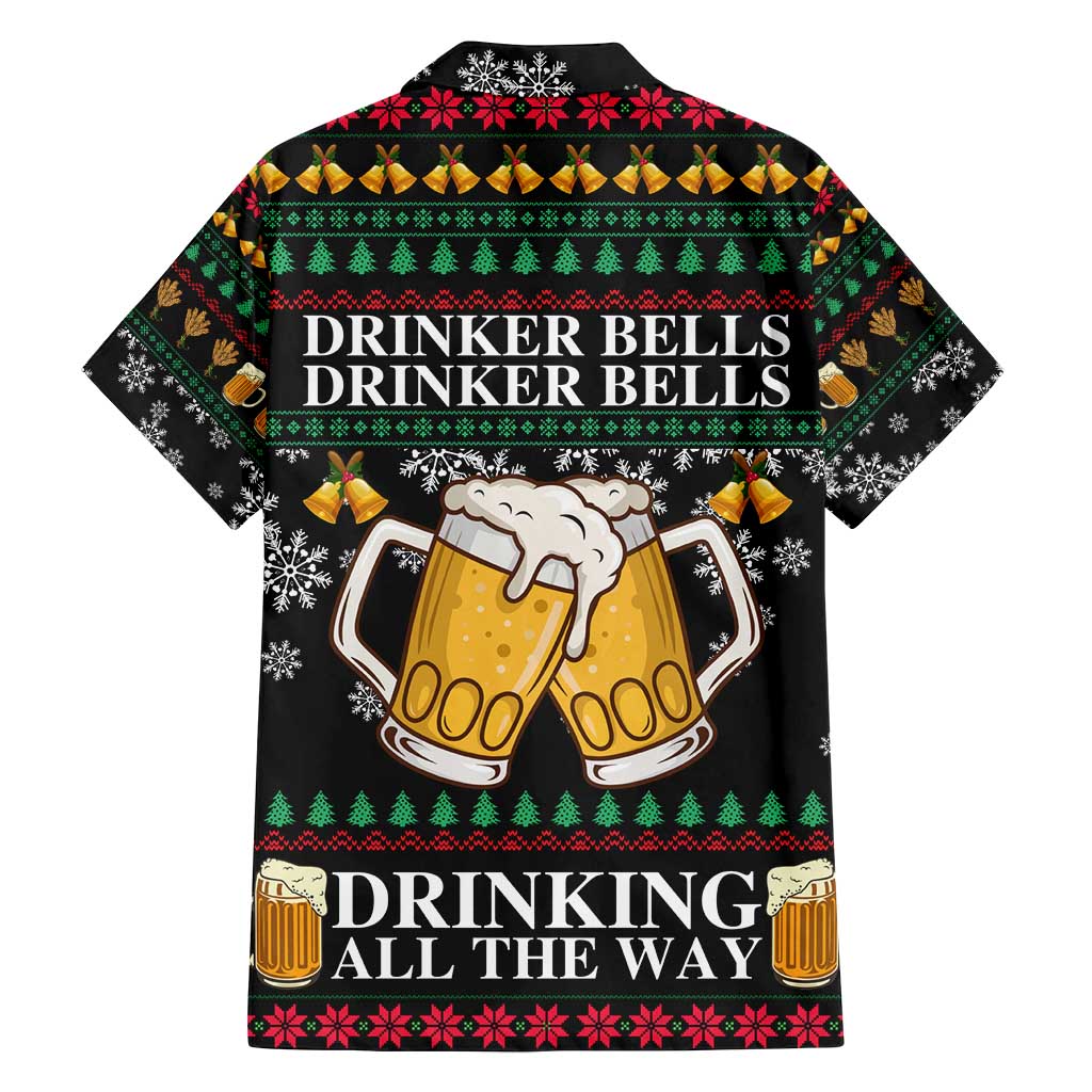 Drinker Bell Christmas Family Matching Off Shoulder Short Dress and Hawaiian Shirt Funny Xmas Holiday Patterns - Wonder Print Shop