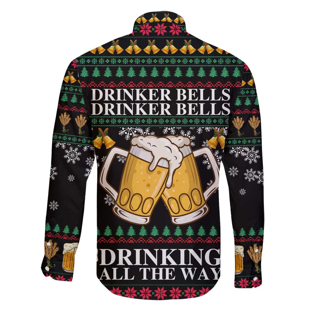 Drinker Bell Christmas Family Matching Off Shoulder Short Dress and Hawaiian Shirt Funny Xmas Holiday Patterns - Wonder Print Shop