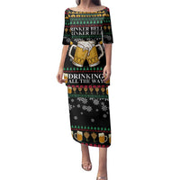 Drinker Bell Christmas Family Matching Puletasi and Hawaiian Shirt Funny Xmas Holiday Patterns - Wonder Print Shop