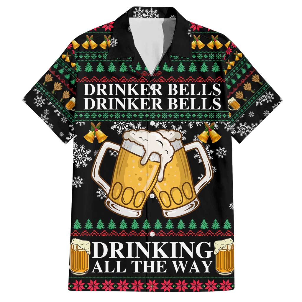 Drinker Bell Christmas Family Matching Short Sleeve Bodycon Dress and Hawaiian Shirt Funny Xmas Holiday Patterns - Wonder Print Shop